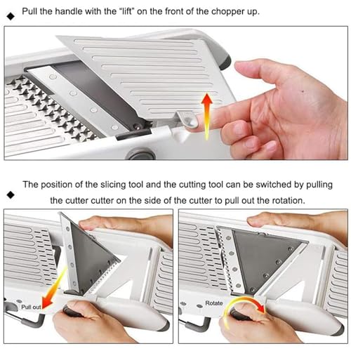 Image of DAYANIDHI Stainless Steel Vegetable Slicer Cutter Grater Chopper | 18 in 1 Multipurpose Mandoline Kitchen Tool | Sharp Double Adjustable Blades | Firm Grip for Effortless Fruit Cutting