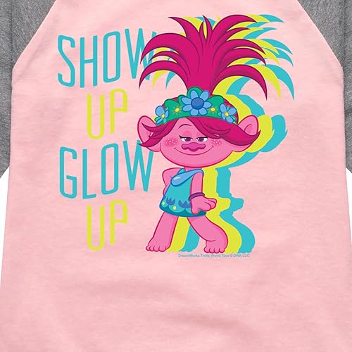 Trolls - Show Up Glow Up Poppy - Toddler & Youth Girls Raglan Graphic T-Shirt3