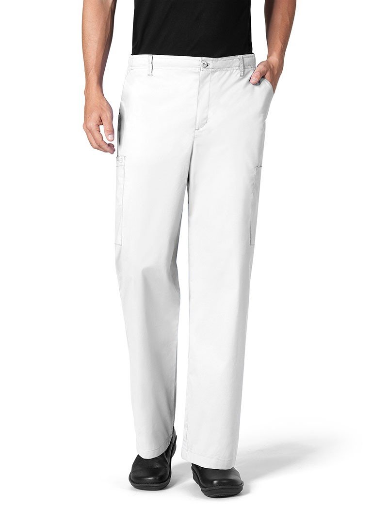 WonderWink Men's Cargo Pant, White, Large