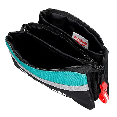 Reebok Andover Pencil Case, 3 Compartments, Black, 22 x 12 x 5 cm, Polyester - Image 4