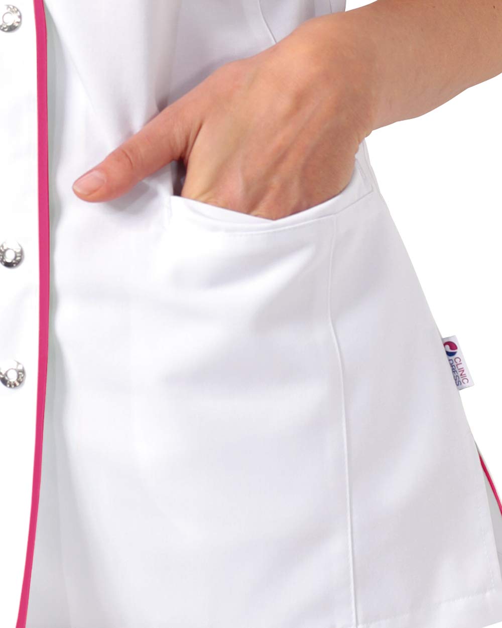 CLINIC DRESS Kasack Damen-Kasack 1/2 Arm V-Ausschnitt mit Brusttasche und 2 Seitentaschen 60 Grad waschbar