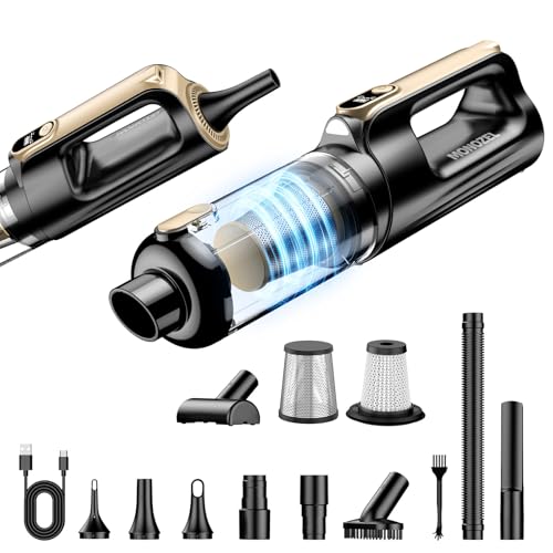 Image of MONOZEL Mini Vacuum Cleaner for Car, 18000Pa 2 in 1 Vacuum Cleaner&Air Duster, 130W Brushless Motor Handheld Vacuum Cordless with 7800mAh Battery, LED Light, Multi-Nozzles for Home, Office, Pet