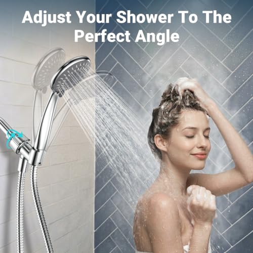 5-Setting High Pressure Handheld Shower Head w/ 59" Stainless Steel Hose (Chrome) - image 3