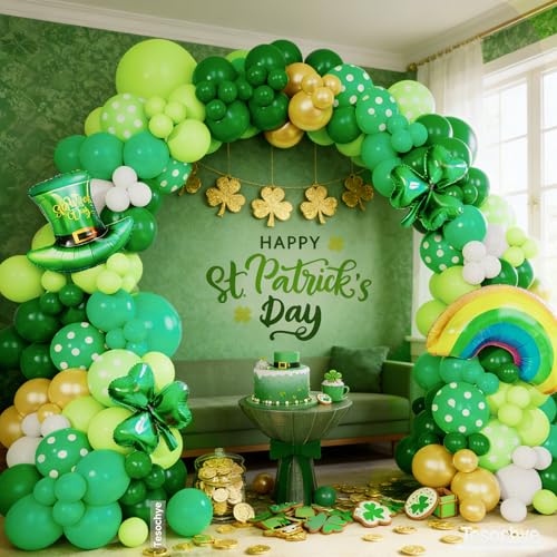 Ballons Saint-Patrick durables vert blanc or avec trèfle pour anniversaire - 4