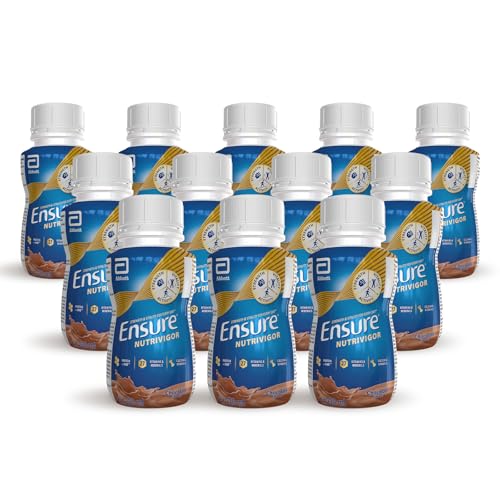 Ensure NutriVigor Nutritional Shake Chocolate Flavour 12 x 220ml Boosts Energy Ready-to-Drink Food Supplement with Protein HMB and27 Vitamins and Minerals