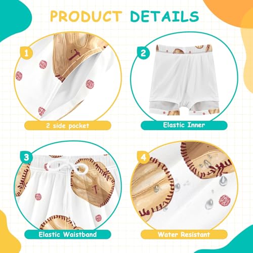 Toddler Boys Swimwear Swim Trunks with Compression Liner 4T Baseball Gloves4
