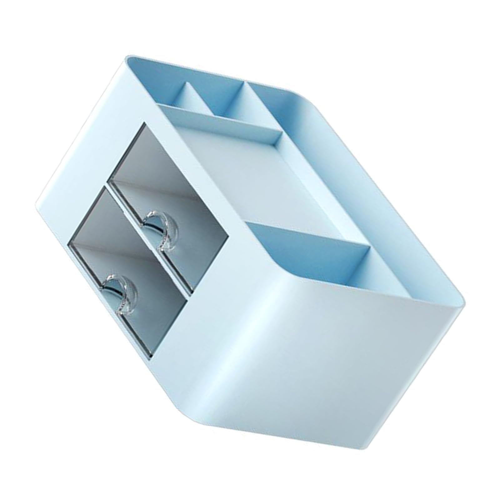 alloneslife Multifunctional Desk Storage Organiser with 2 Sliding Drawers 5 Compartments Large Capacity Desk Pen Storage Container ABS Desktop Organiser