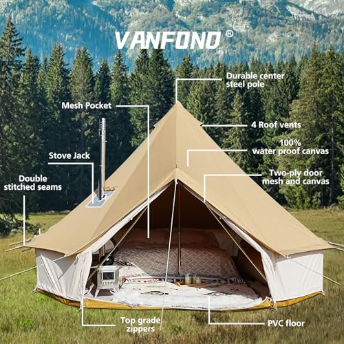 Carpa Bell Canvas 4 Temporadas con Estufa para Camping Familiar miniatura 2