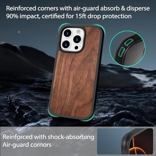 Coque en bois iPhone 16 Pro Belemay MagSafe antichoc - 2