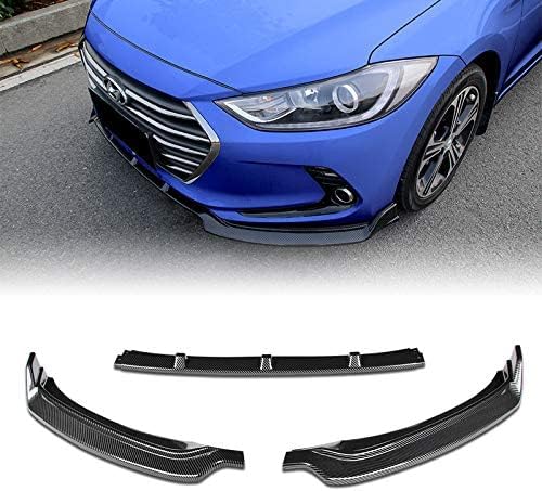 3PCS Front Bumper Lip Kit fit for Compatible with 2017-2018 Hyundai Elantra, Splitter Trim Protection Spoiler, Air-Dam-Chin-Diffuser (Carbon Look)