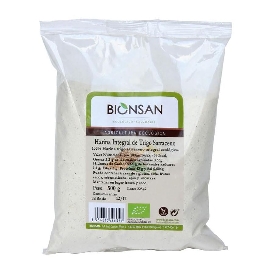 Harina de Trigo Sarraceno Integral Bionsan Bio 500 g – Harina ecológica sin gluten de forma natural, sabor intenso y tostado, ideal para crepes y panes, repostería y rebozados