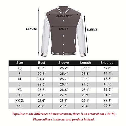 Trifuness Varsity Jacket Letterman Jacket Baseball Jacket With Long Sleeve Banded Collar Size M #TOP6