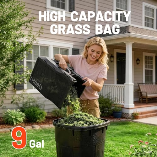 Image of Litheli 14 Inch Cordless Lawn Mower, Lightweight Foldable Push Mower with 5.0Ah Battery, Brushless Motor Lawnmower for up to 1600 Sq. Ft, 5-Position Height Adjustment (1-2.5 in), Includes Charger
