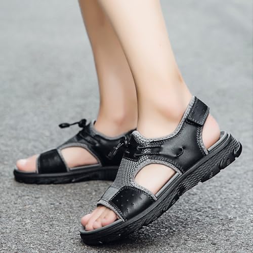 Fashion Men's Open-Toe Sandals, Classics Real Leather Hiking Sandals, Hollow Out Backpacking Beach Shoes3