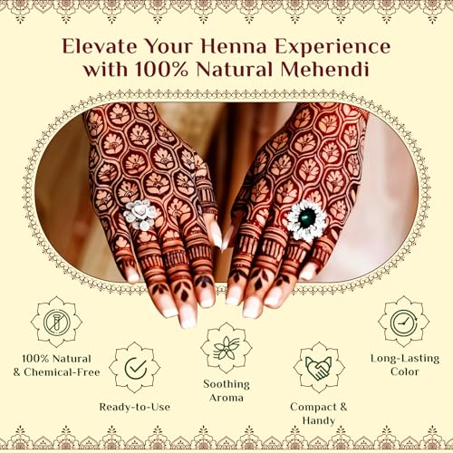 Image of Neeta Mehendi Cones for Hand 12 Pcs in 1 Box (Pack of 3) Bridal Mehndi Cones Natural Mehendi Cone for Wedding, Hand Designing, Reddish Brown Color Long Lasting Niddle Cones for Women