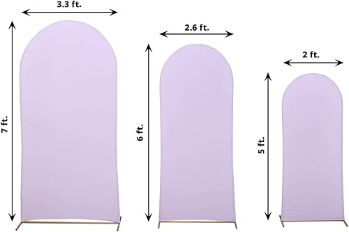 Miniatura 3 de Efavormart - Juego de 3 fundas de arco de boda de elastano lavanda mate para soportes de telón de fondo de Chiara con parte superior redonda, 5