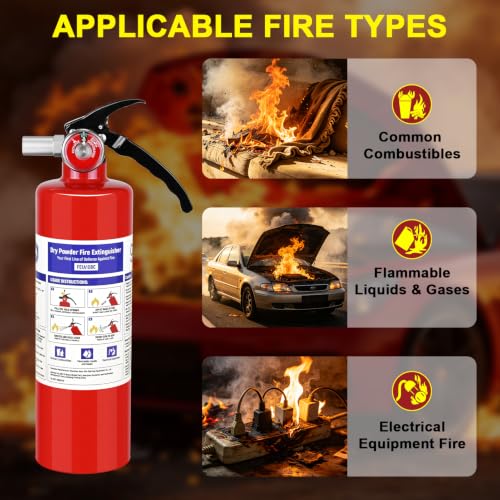 Image of 4 Pack ABC Fire Extinguishers with Mount, 2.5lb 1A:10B:C Rated for Home, Vehicle, Boat, Portable Dry Chemical Fire Extinguisher with Quick-Release Handle (Red)