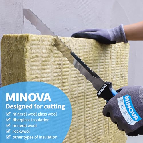 Image of Insulation Knife with Sheath Stainless Steel Blade 11 inch Double Sided Insulation Cutter for Cutting Mineral Wool Insulation Sod Cutter Garden Knife for Lawn Repair (2)