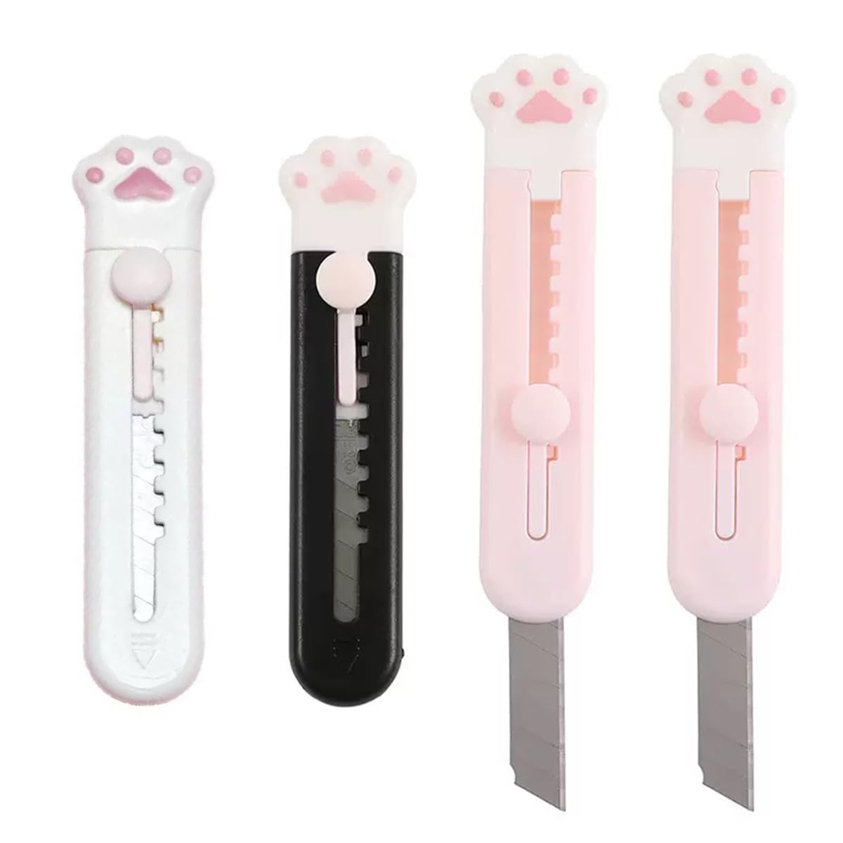 4 uds cuchillo utilitario retráctil portátil cuchillo utilitario para arte de pata de gato, cuchillo de papelería, artesanía cortadora de papel, minicuchillo de corte(M002)