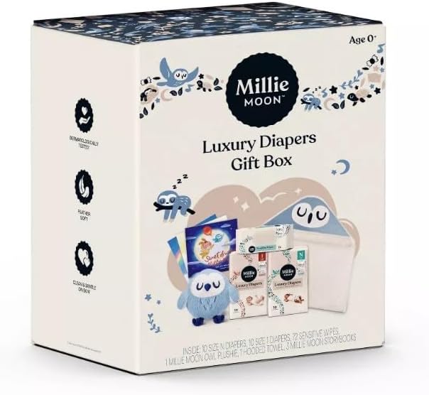 Millie Moon Luxury Diapers, Gift Box ~ (20 Count) ~ (1 Pack) ~ White.