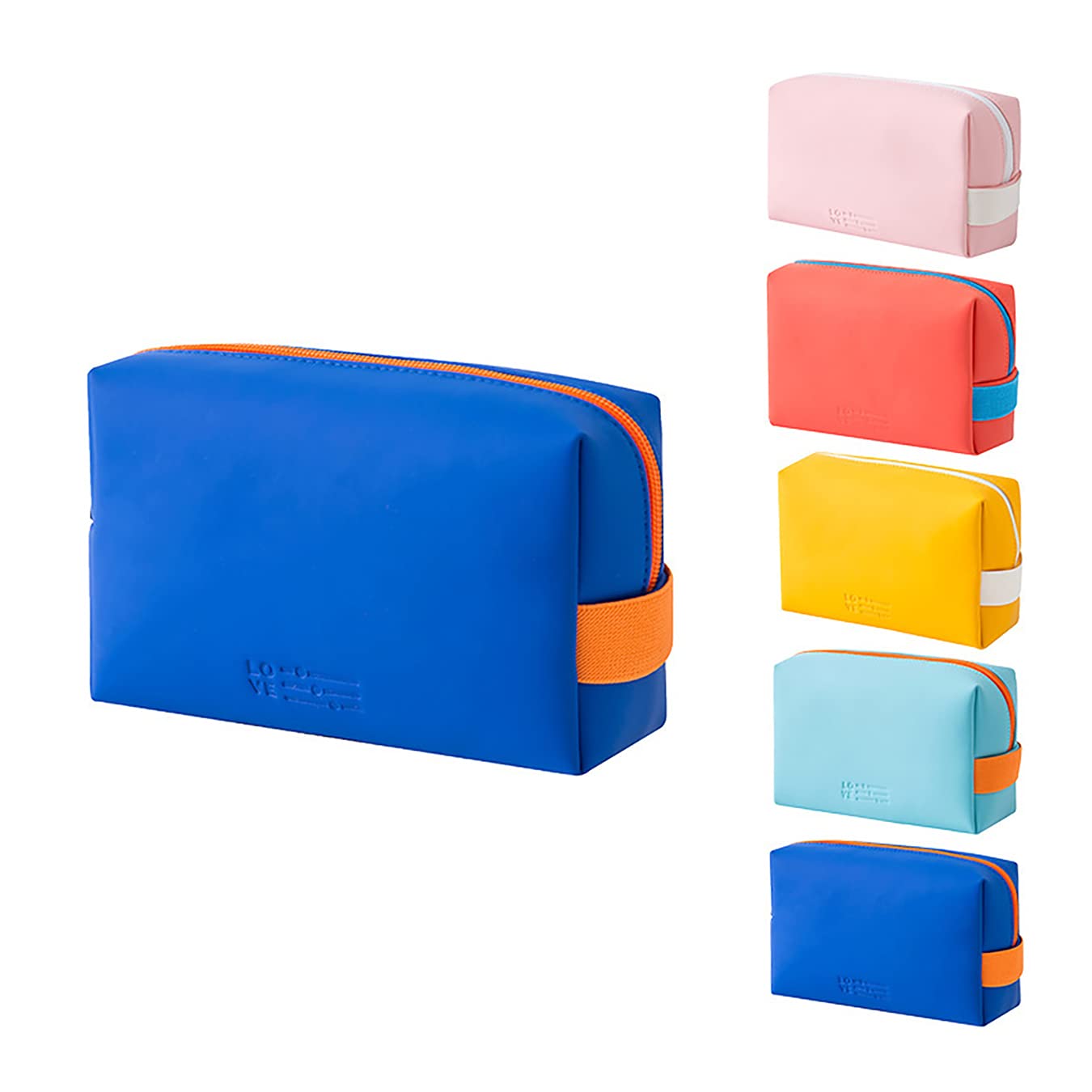 LEUCHTBOX Small Cosmetic Bag Waterproof Wash Bag for Women Toiletry Bag Make-Up Bag PU Leather Candy Bag Style Bright Colors (Blue) - Image 2