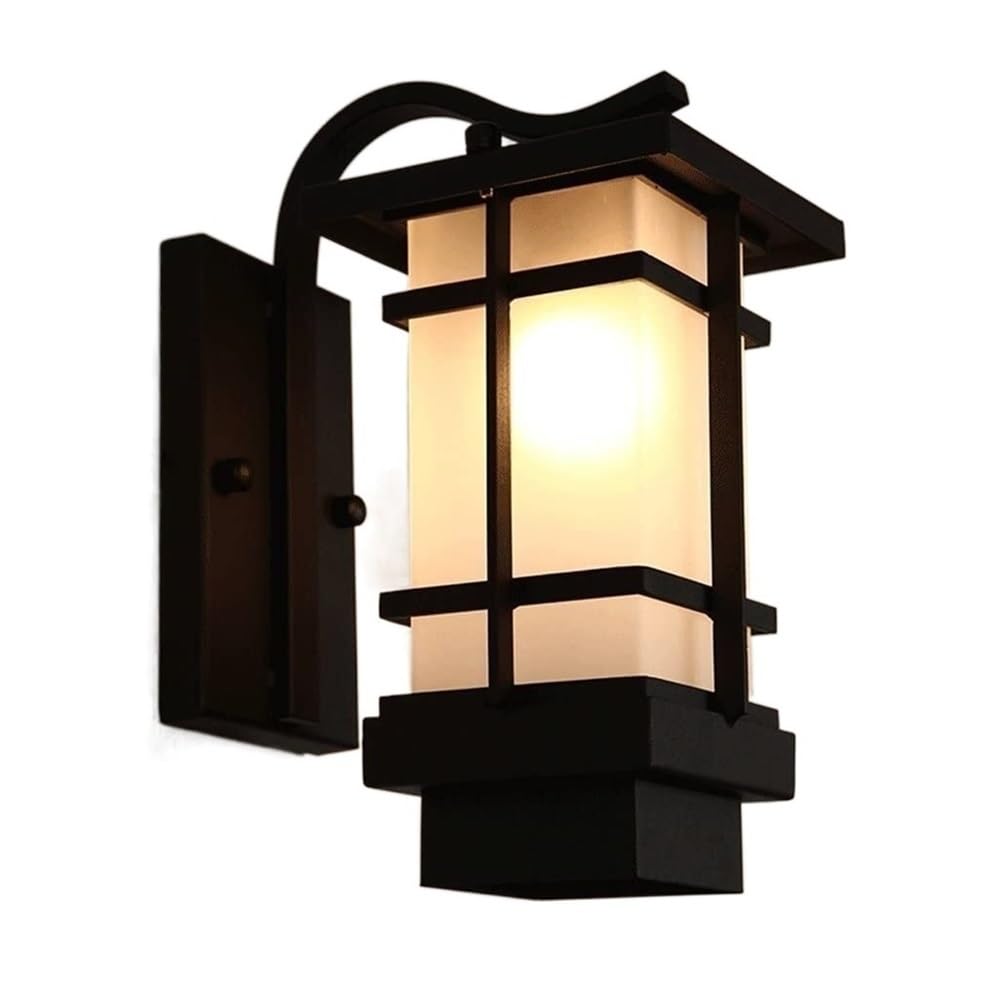 OZBMA Vintage Iron Wall Sconce Milk White Glass Shade Light Outdoor Waterproof Lamp for Hallway Villa Balcony Pavilion Aisle Garage