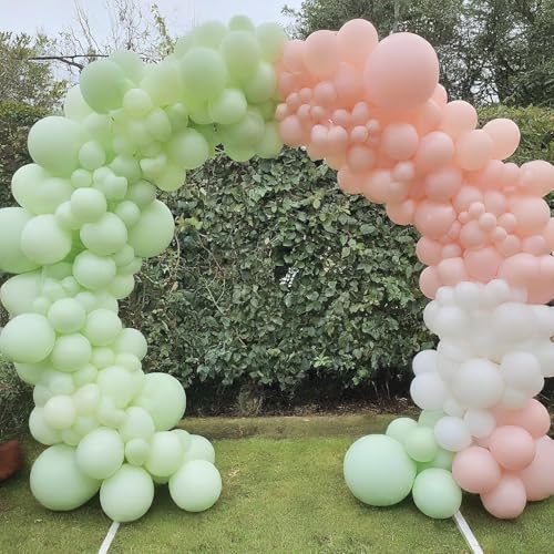 Image of Regular Balloon Combo For Decoration with Glue Dots & Balloon Arch Strip - Party Decor Set For Easy Party Setup (PINK GREEN WHITE, 100)