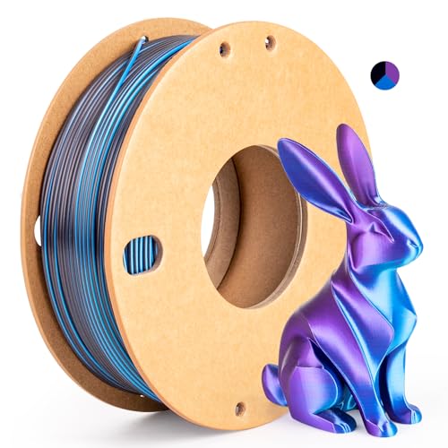Image of Silk Tricolor PLA+ 3D Printer Filament 1.75mm No Tangle, Neatly Wound Filament Net Weight 250g Spool, PLA Pro Plus Blue & Purple & Black