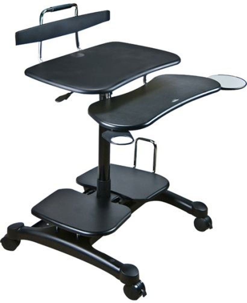 Aidata PCC004P PopDesk PC Cart Sitting/Standing Mobile Computer Desk (ABS Plastic), Black