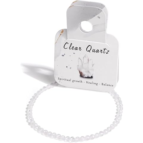 Bolinailo Healing Crystal Bracelet Clear Quartz Faceted Beaded Bracelets for Women Men 3mm Natural Stone Adjustable Handmade Stretch Bracelet Reiki Spiritual Jewelry Fashion Gifts