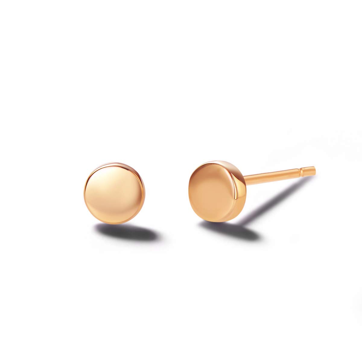 14 Karat 585 Weiß/Gelb/Rose Gold Ohrringe Ohrstecker, Mini Runde Ohrringe Schmuck für Damen Mädchen, Durchmesser 4 mm, Gewicht: 0,4 Gramm