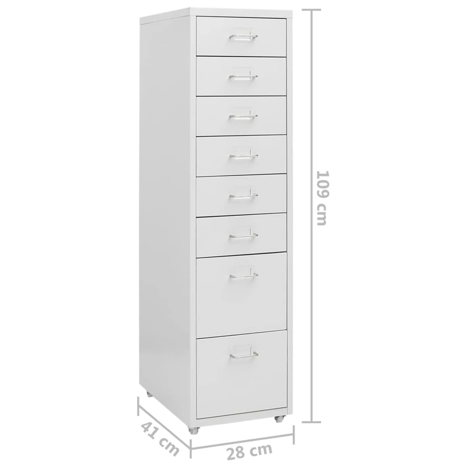 ARKEM Cassettiera, Mobiletto da Ufficio con Serratura,Regolabile per Cartelle Sospese, Superficie Testurizzata, per Ufficio, Studio,Schedario Mobile Grigio 28x41x109 cm in Metallo