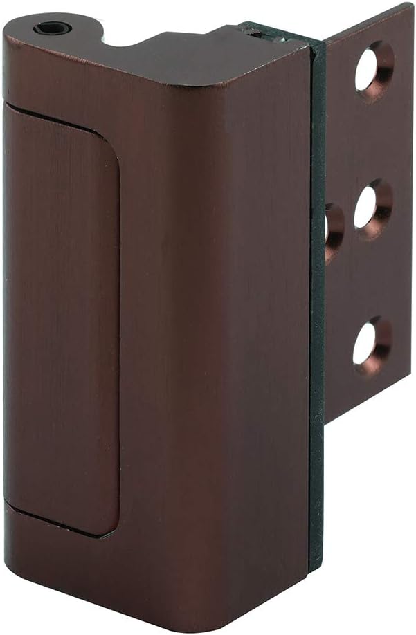 Prime-Line U 11441 Door Reinforcement Lock โ Add Extra, High Security to your Home and Prevent Unauthorized Entry โ 3โ Stop, Aluminum Construction, Red Bronze (Single Pack)