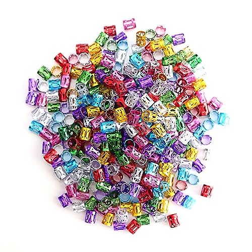 SKHAOVS 200 peças anéis Dreadlocks manga ornamentos para tranças, Dreadlocks acessórios, ajustáveis decoração de cabelo trançado, bricolage punk hip-hop tranças cabelos, unissexo, 8*9mm, Liga