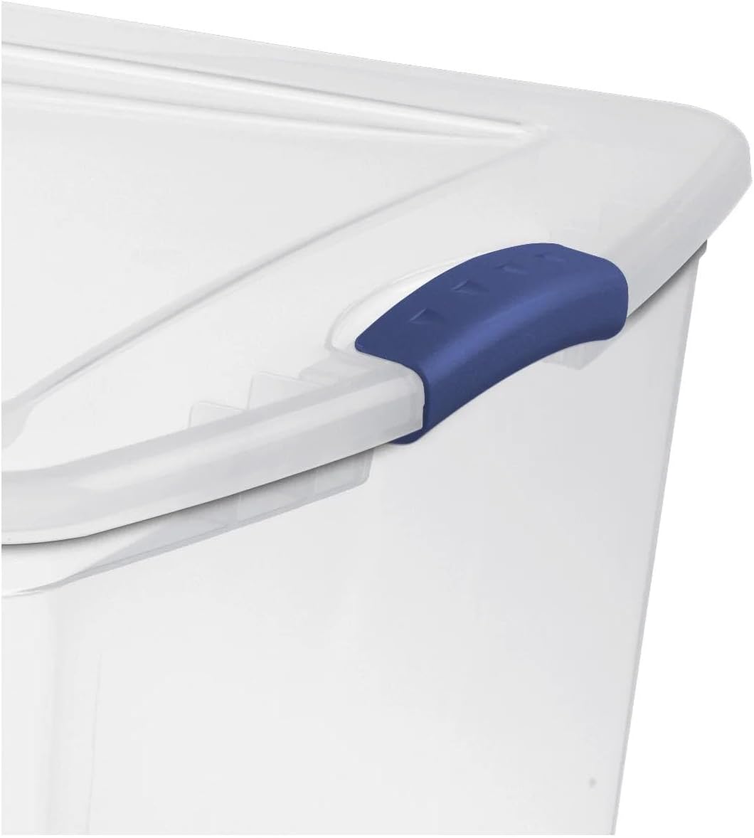 105 Quart (27 Gallon) Clear Plastic Storage Bin Extra Large Latching Container with Secure Lid & Blue Latches, Stackable Organizer for Closet, Bedroom, Dorm, Garage, Home