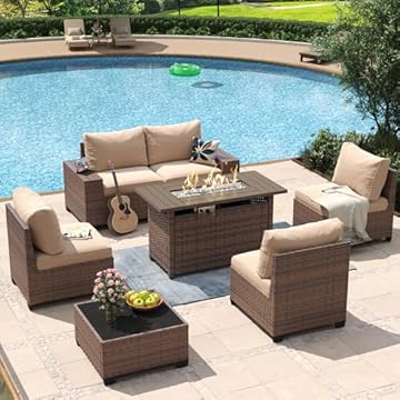 rattan patio furniture with fire pit