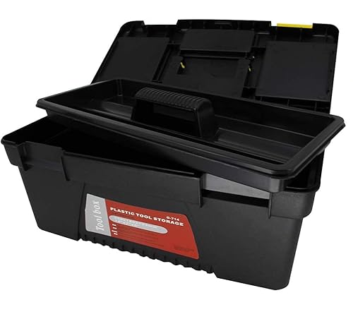 Miniatura 3 de Auniwaig Caja de herramientas de 14 pulgadas, caja de herramientas ABS con bandeja de herramientas extraíble, organizador y almacenamiento para