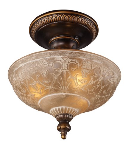 Cheapest 🛒 Elk 08100-Agb Restoration 3-Light Semi-Flush Mount, Golden Bronze, 13-Inch H By 12-Inch W