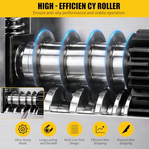 Image of Manual Wire Stripping Machine, Drill Powered Wire Stripper Machine with 6 Channels & 5 Blades, Portable Cable Stripper Tool with Hand Crank for 0.1 inch to 0.67 inch Scrap Copper Cables Recycling