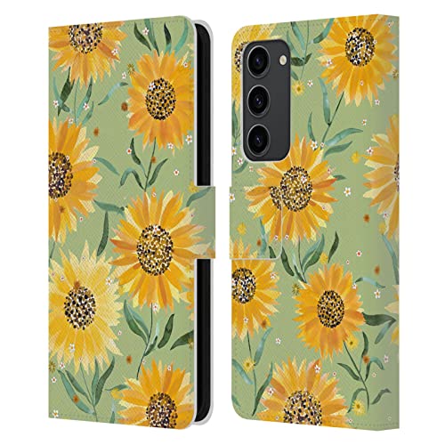 Coque Portefeuille Cuir Samsung S23+ 5G Housse Fleur Tournesol
