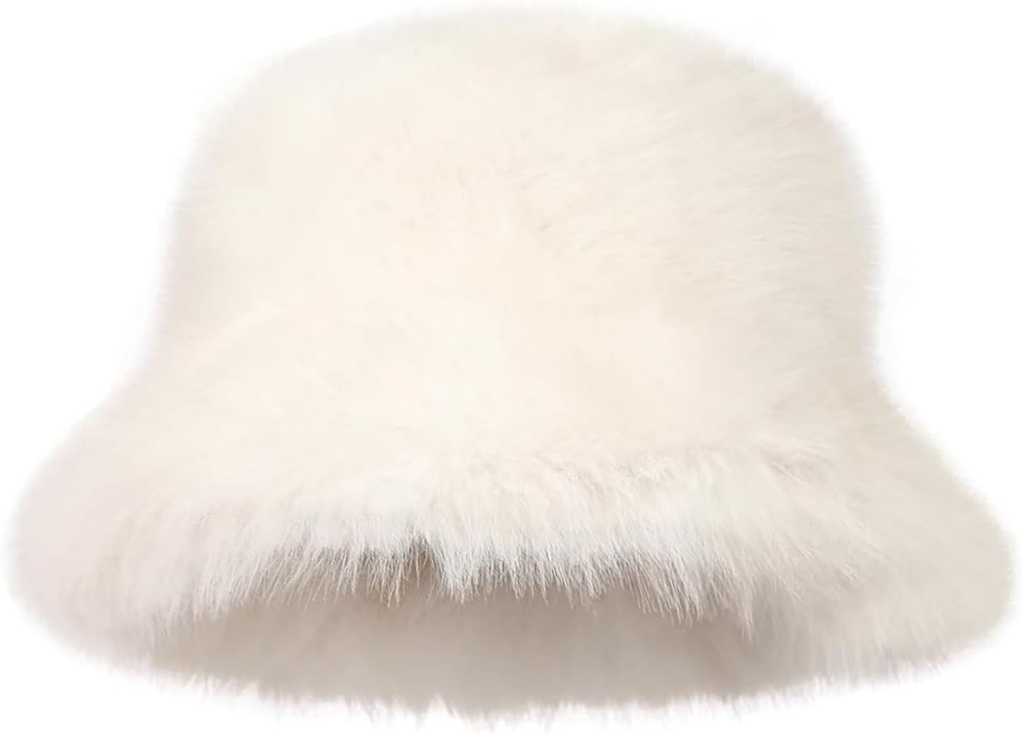 Women's Winter Faux Fur Fuzzy Warm Bucket Hat Shearling Wide Brim Fisherman Plush Hats for Women