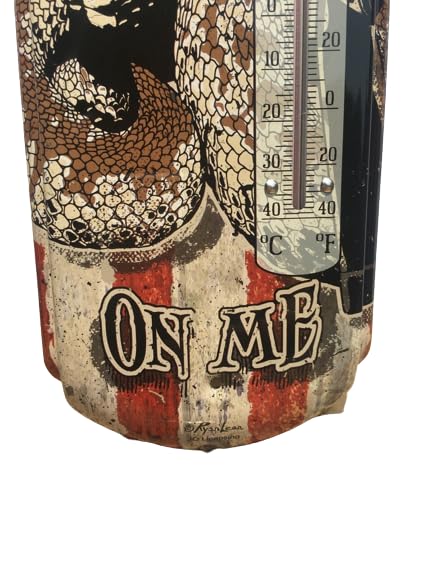 Miniatura 7 de Termómetro de pared de metal calibre 22, litografía de metal, mide 5 x 17 pulgadas, para interiores o exteriores, elige estilo (no me pises)