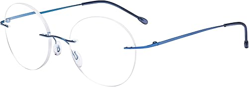 Eyekepper Gafas de lectura sin marco Mujeres - Lectores redondos sin montura Hombres Azul +1.00