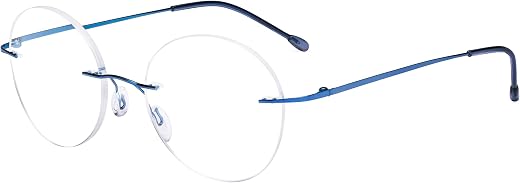 Eyekepper Frameless Reading Glasses Women - Round Rimless Readers Men Blue +1.25