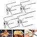 LARS360 Asador giratorio para barbacoa, Juego de brochetas para barbacoa de acero inoxidable, pinzas para carne y pinchos giratorios de acero inoxidable(4 unidades)