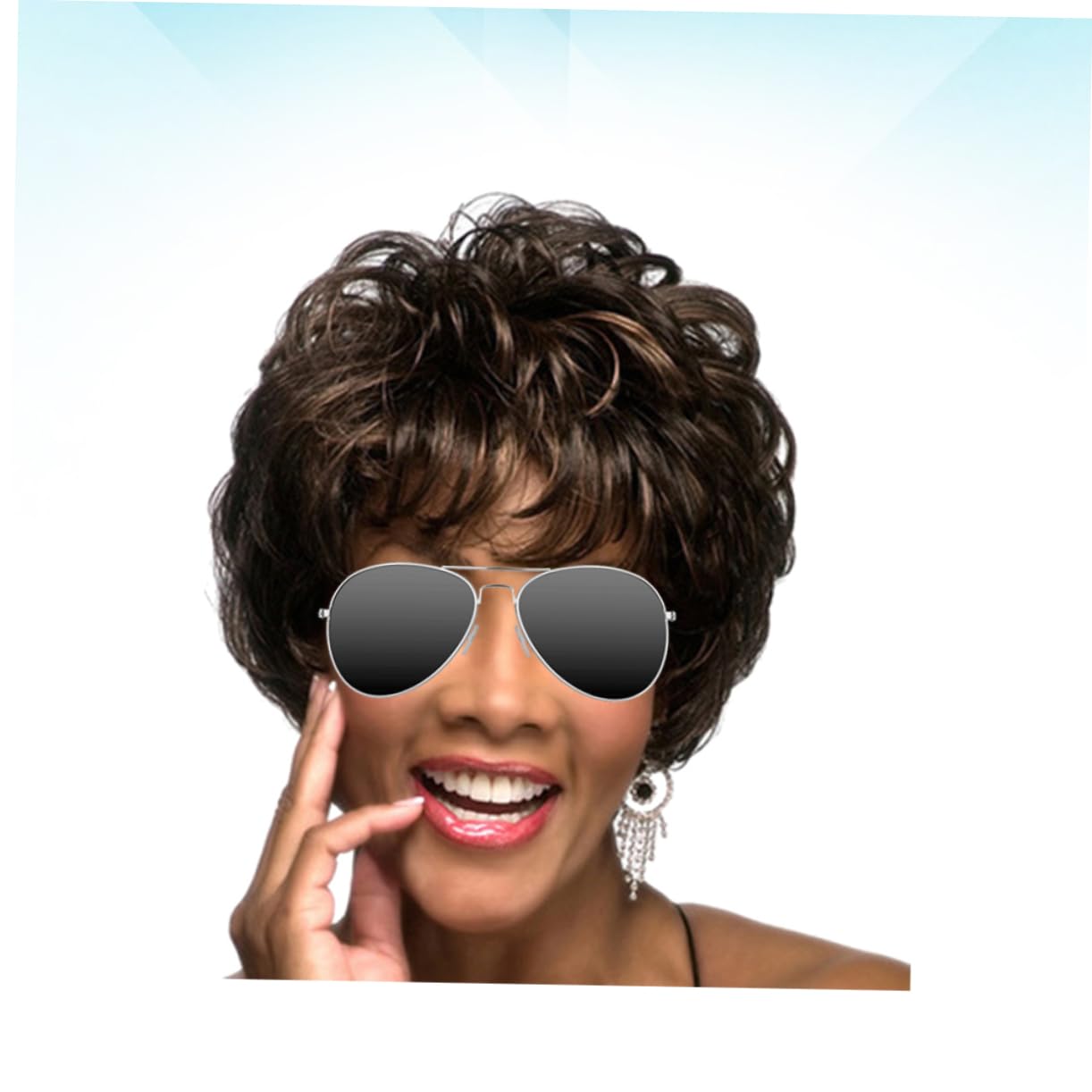 FOMIYES 2stücke Kurze Lockenperücke Für Damen Schwarz-braun Für Karneval Und Maskerade Mit Schrägem Lebensechtes Design Für Cosplay Und Besondere Anlässe