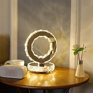 Glastafellampen, moderne LED-tafellampen van roestvrij staal, rond, 18 W, warm wit