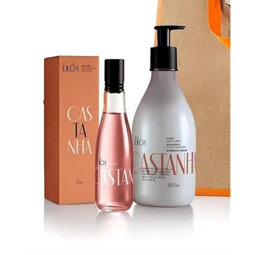 Kit Ekkos Castanha, Polpa Hidratante 400ml e Colônia 75ml,Original