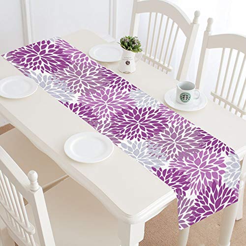 Interestprint Dahlia Pinnata Flower Purple And Gray Table Runner Cotton Linen Home Decor For Home Kitchen Wedding Party Banquet Decoration 16 X 72 Inches #TOP5