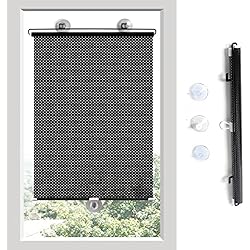 Venta Persianas Metalicas Estor Enrollable Opaco,Persianas Enrollables Retráctiles Con Ventosas Para Ventanas,Cortinas Aislantes Térmicas Para Hogar/Oficina,Persianas Temporales,Pantalla Privacidad,Black-58×125cm(22.8*49.2in)